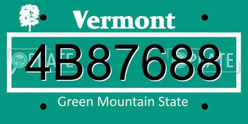4B87688 Vermont License Plate