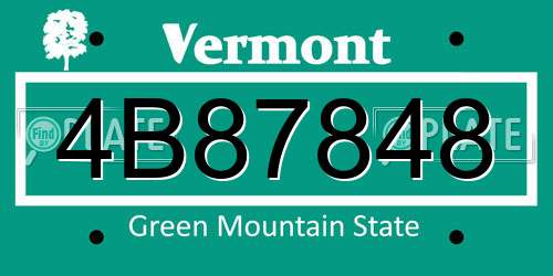 4B87848 Vermont License Plate