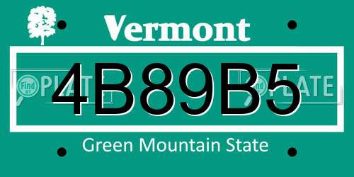 4B89B5 Vermont License Plate