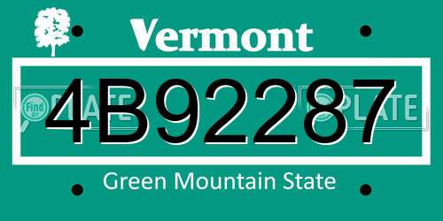 4B92287 Vermont License Plate