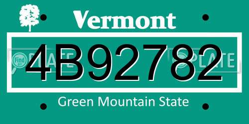 4B92782 Vermont License Plate