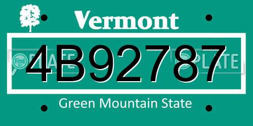 4B92787 Vermont License Plate
