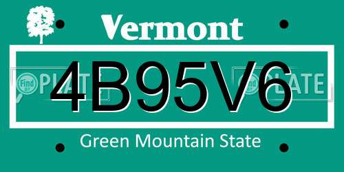 4B95V6 Vermont License Plate