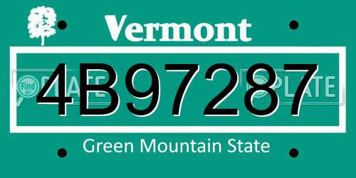 4B97287 Vermont License Plate