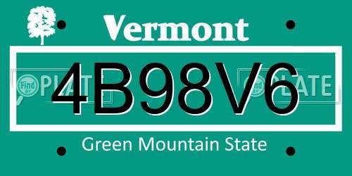 4B98V6 Vermont License Plate