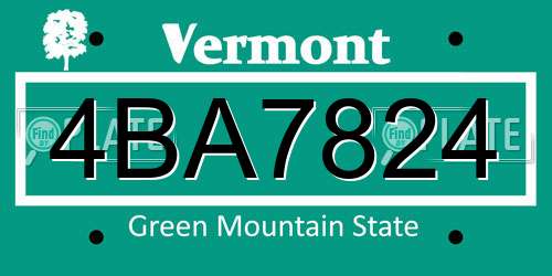 4BA7824 Vermont License Plate