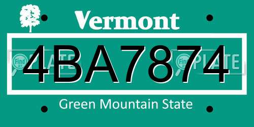 4BA7874 Vermont License Plate