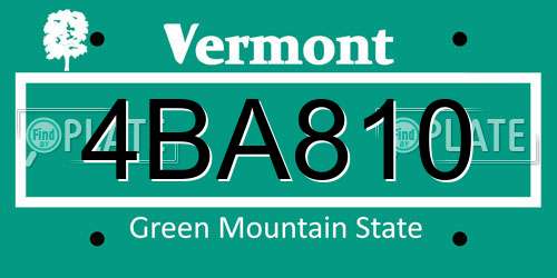 4BA810 Vermont License Plate