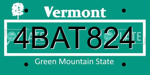 4BAT824 Vermont License Plate