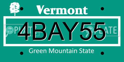 4BAY55 Vermont License Plate