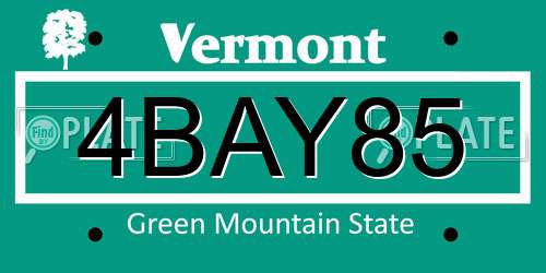 4BAY85 Vermont License Plate