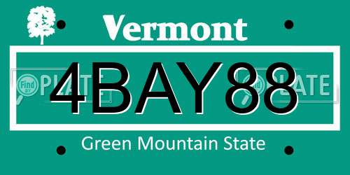 4BAY88 Vermont License Plate