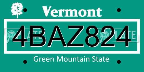 4BAZ824 Vermont License Plate