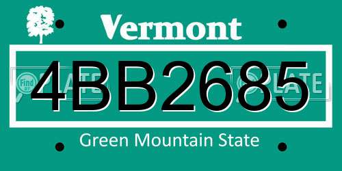 4BB2685 Vermont License Plate