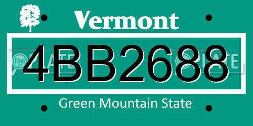 4BB2688 Vermont License Plate