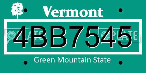 4BB7545 Vermont License Plate