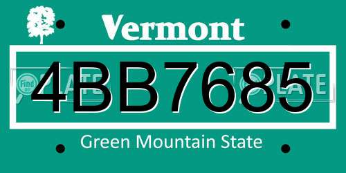 4BB7685 Vermont License Plate
