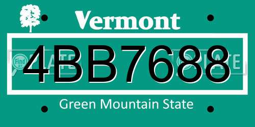 4BB7688 Vermont License Plate