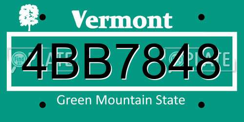 4BB7848 Vermont License Plate