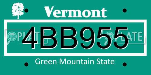 4BB955 Vermont License Plate
