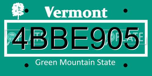 4BBE905 Vermont License Plate