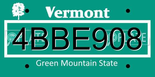 4BBE908 Vermont License Plate