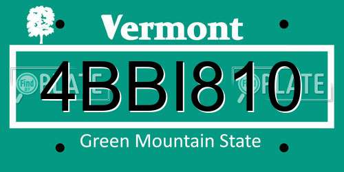 4BBI810 Vermont License Plate