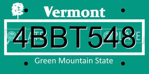 4BBT548 Vermont License Plate