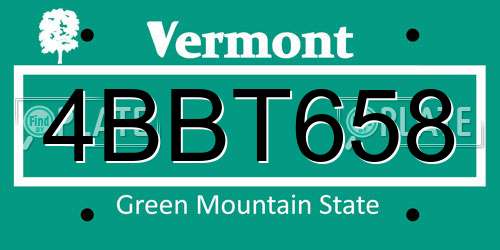 4BBT658 Vermont License Plate