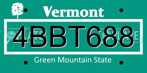 4BBT688 Vermont License Plate