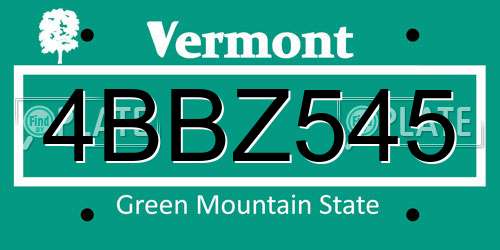 4BBZ545 Vermont License Plate