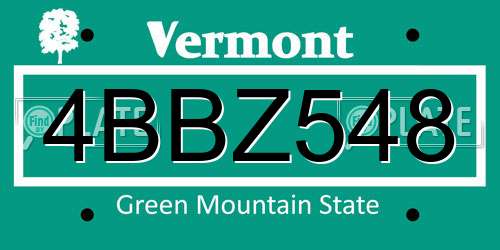 4BBZ548 Vermont License Plate
