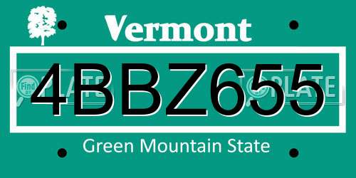 4BBZ655 Vermont License Plate