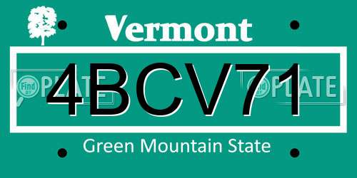 4BCV71 Vermont License Plate