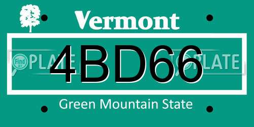 4BD66 Vermont License Plate