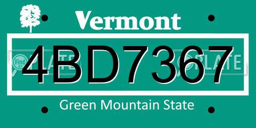 4BD7367 Vermont License Plate