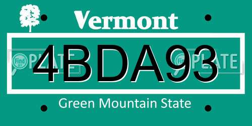 4BDA93 Vermont License Plate