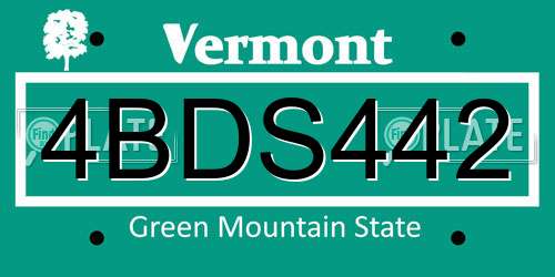 4BDS442 Vermont License Plate