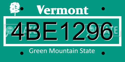 4BE1296 Vermont License Plate