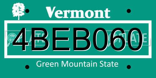 4BEB060 Vermont License Plate