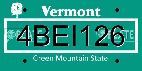 4BEI126 Vermont License Plate