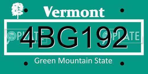 4BG192 Vermont License Plate