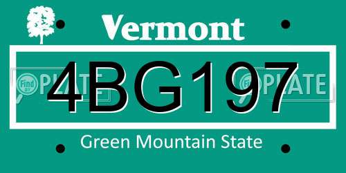 4BG197 Vermont License Plate