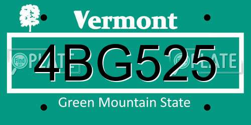 4BG525 Vermont License Plate