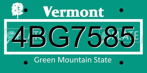 4BG7585 Vermont License Plate