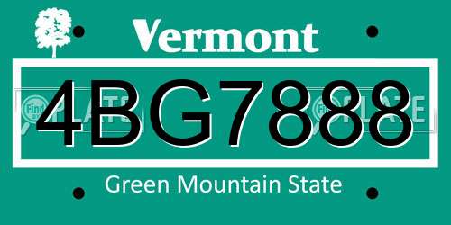 4BG7888 Vermont License Plate