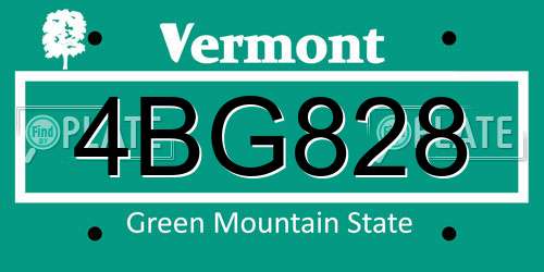 4BG828 Vermont License Plate