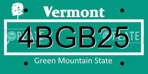 4BGB25 Vermont License Plate