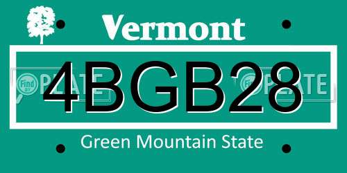 4BGB28 Vermont License Plate