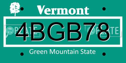 4BGB78 Vermont License Plate